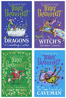 Terry Pratchett: Children's Circle Stories 4 Books Collection Set (Dragons at Crumbling Castle, The Witch's Vacuum Cleaner, Father Christmas's Fake Beard and The Time-travelling Caveman)