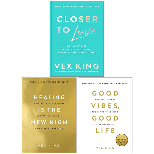 Vex King Collection 3 Books Set (Closer to Love, Healing Is the New High, Good Vibes Good Life)