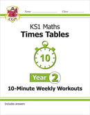 CGP KS1 Year 2 10-Minute Weekly Workout Bundle – Ages 6-7 (Maths, English, Times Tables, Spelling and Vocabulary)