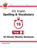CGP KS1 Year 2 10-Minute Weekly Workout Bundle – Ages 6-7 (Maths, English, Times Tables, Spelling and Vocabulary)