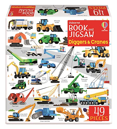 Usborne Book and Jigsaw Diggers and Cranes