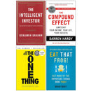 Intelligent Investor, The Compound Effect, The One Thing & Eat That Frog 4 Books Collection Set