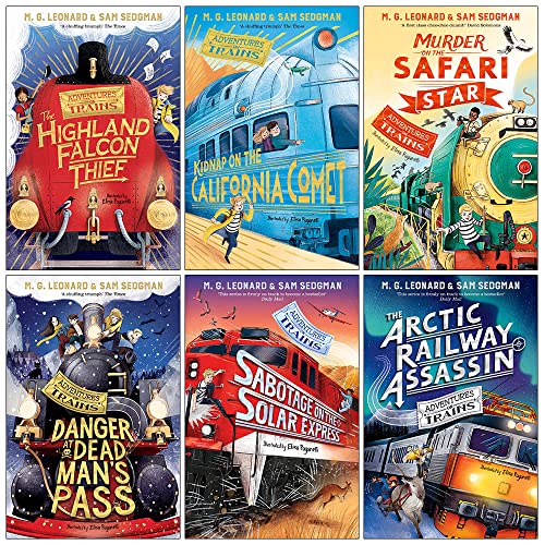Adventures on Trains Series 6 Books Collection Set By M. G. Leonard & Sam Sedgman (Danger at Dead Mans Pass, Murder on the Safari Star, The Arctic Railway Assassin, Highland Falcon Thief & More)