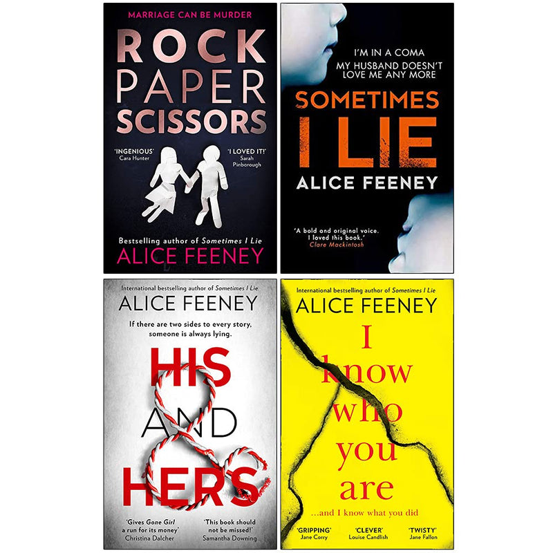 ["9789124145392", "adult fiction", "Adult Fiction (Top Authors)", "adult fiction book collection", "adult fiction books", "adult fiction collection", "Alice Feeney", "Alice Feeney books", "Alice Feeney collection", "Alice Feeney series", "Alice Feeney set", "crime thriller", "crime thriller books", "His And Hers", "I Know Who You Are", "psychological thrillers", "Rock Paper Scissors", "Sometimes I Lie", "thriller", "Thriller & Mystery Adventures", "thriller books", "thrillers", "thrillers books"]