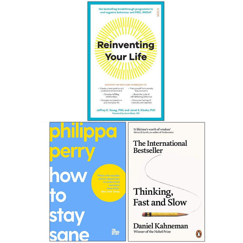 ["9789123882007", "daniel kahneman", "depression", "Family & Lifestyle Depression", "Fast and Slow by Daniel Kahneman", "Higher Education of Biological Sciences", "How To Stay Sane The School of Life", "Janet S. Klosko", "Jeffrey E. Young", "Lifestyle Depression", "Philippa Perry", "Philosophy", "Philosophy Books", "popular psychology", "Popular Psychology book", "Psychological Schools of Thought", "Reinventing Your Life", "Specific Psychological Topics", "Thinking Fast and Slow"]