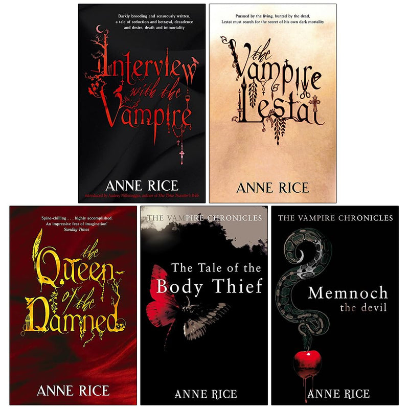 ["9789124281168", "adult fiction", "Adult Fiction (Top Authors)", "adult fiction book collection", "adult fiction books", "adult fiction collection", "Anne Rice", "Anne Rice books", "Anne Rice collection", "Anne Rice series", "Anne Rice set", "Anne Rice vampire chronicles", "Fantasy", "Fantasy & magical realism", "Fantasy book", "fantasy books", "fantasy fiction", "horror", "Horror Books", "horror fantasy", "horror thrillers", "Interview With The Vampire", "Memnoch The Devil", "Monsters", "monsters & mythological beings", "myths and monsters", "The Queen Of The Damned", "The Tale Of The Body Thief", "The Vampire Lestat", "vampire chronicles", "vampire chronicles books", "vampire chronicles series", "vampire chronicles set", "vampires"]