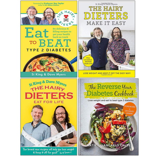 The Hairy Bikers Eat to Beat Type 2 Diabetes, The Hairy Dieters Make It Easy, The Hairy Dieters Eat for Life, [Hardcover] The Reverse Your Diabetes Cookbook 4 Books Collection Set