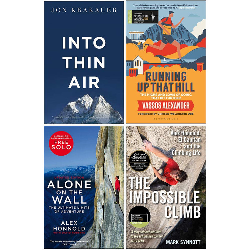 ["achievements", "alex free solo", "alex honnold", "Alex Honnold and the Ultimate Limits of Adventure", "alex honnold book collection set", "alex honnold book set", "alex honnold books", "alex honnold collection", "alex honnold collection set", "alex honnold free solo", "Alex's climbs", "alone on the wall", "Alone on the Wall explores Alex's", "Autobiography", "Best Everest climbing books", "best free solo climbers", "Best outdoor survival books", "Best Selling Books", "best selling single book", "Best Selling Single Books", "Best-selling survival books", "Bestseller Jon Krakauer", "bestselling author", "bestselling books", "bestselling single book", "bestselling single books", "Biography", "biography books", "bloomsbury sport books", "Books about Everest expeditions", "Books about extreme sports", "Books about extreme weather survival", "Books about real survival stories", "Books about survival on Everest", "Books for mountain climbers", "Books on mountaineering disasters", "Chilling survival stories", "climbing", "Climbing adventure", "Climbing memoirs", "Climbing tragedy books", "david roberts book collection", "david roberts book collection set", "david roberts books", "david roberts collection", "el capitan free solo", "entertainment industry", "Everest books by Jon Krakauer", "Everest Disaster book", "Everest disaster memoir", "Everest documentary book", "Everest expedition gone wrong", "Everest nonfiction bestsellers", "Everest survival story", "Everest tragedy", "Everest tragedy 1996", "Everest true story", "extreme sports", "free climb movie", "free climber", "free solo", "free solo alex", "free solo climber", "free solo movie", "free soloing", "Health and Fitness", "High-altitude adventure books", "High-altitude climbing disasters", "High-altitude memoirs", "High-stakes adventure books", "Hobbies", "human capabilities", "inspiring", "Into Thin Air", "Into Thin Air book", "Into Thin Air Krakauer", "jogging", "jogging books", "Jon Krakauer books", "Jon Krakauer Everest", "Jon Krakauer non-fiction", "media communication industries", "Memoir of Everest disaster", "Mount Everest disaster story", "Mount Everest non-fiction", "Mountain expedition books", "Mountaineering books", "Mountaineering History & Biography", "Mountaineering true stories", "Non-fiction adventure books", "Non-fiction books on Everest", "Non-fiction disaster books", "Personal Account of Everest Disaster", "Popular adventure memoirs", "Real-life mountain survival", "Real-life survival on Everest", "Rock Climbing", "running", "running books", "running up that hill", "running up that hill by vassos alexander", "Running Up That Hill: The Highs and Lows of Going that Bit Further [Book]", "single", "Single Books", "spartathlon", "Sports and Hobbies", "sports fitness books", "sports health books", "sports industry", "Survival books for adults", "Survivor memoirs", "The Impossible Climb", "The Impossible Climb book", "Thrilling outdoor adventure books", "Thrilling true stories", "Top-selling Everest books", "Tragic expedition stories", "True account Everest disaster", "True adventure books", "True climbing disaster books", "True Story of Everest", "True story of Mount Everest", "True-life adventure", "ultimate limits of adventure", "ultra running", "vassos alexander", "vassos alexander book collection", "vassos alexander book set", "vassos alexander books", "vassos alexander collection", "vassos alexander running up that hill", "vassos alexander set"]