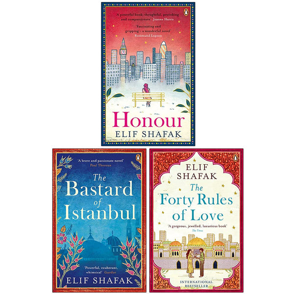 Elif Shafak Collection 3 Books Set (The Forty Rules of Love, The Bastard of Istanbul, Honour)