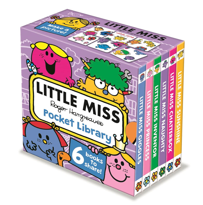 ["Baby and Toddlers books", "baby toddlers children kid books", "board books", "board books for toddlers", "Book for Babies and Toddlers", "books for toddlers", "children board books", "children picture books", "coloured picture books", "first stories", "hilarious", "Little Miss", "Little Miss books Set", "Little Miss Chatterbox", "Little Miss collection", "Little Miss Giggles", "Little Miss Inventor", "Little Miss Naughty", "Little Miss Pocket Library", "Little Miss Princess", "Little Miss Sunshine", "Mr Men", "mr men book collection", "mr men books", "Parenting toddlers and preschoolers", "picture book", "Picture Books", "Pocket Library", "Roger Hargreaves", "roger hargreaves books", "roger hargreaves little miss books", "Toddlers Books", "Toddlers Books Collection"]