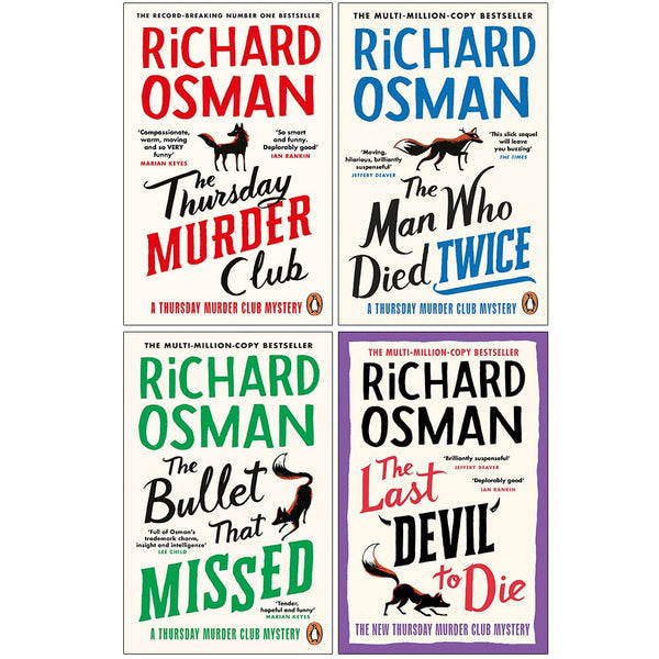 Richard Osman Collection 4 Books Set (The Thursday Murder Club, The Man Who Died Twice, The Bullet That Missed, The Last Devil To Die)