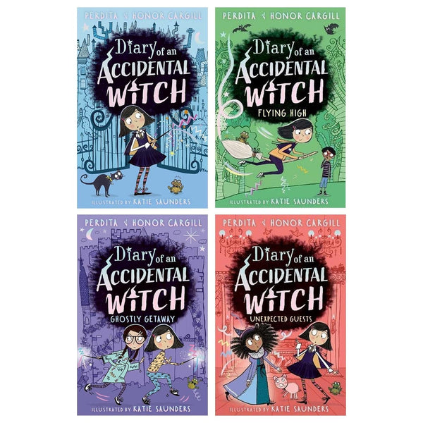 Diary of an Accidental Witch Series 4 Books Collection Set by Honora and Perdita Cargill (Diary of an Accidental Witch, Flying High, Ghostly Getaway &amp; Unexpected Guests)