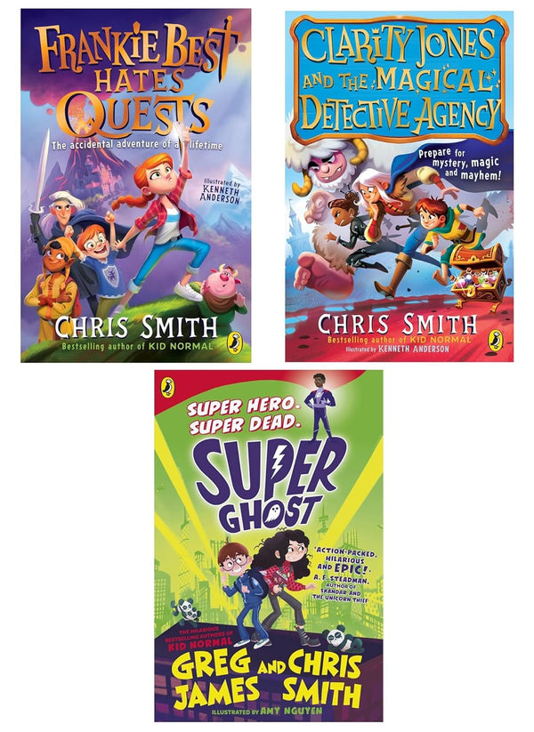 Chris Smith And Greg James 3 Books Collection Set (Frankie Best Hates Quests, Clarity Jones and the Magical Detective Agency, Super Ghost)