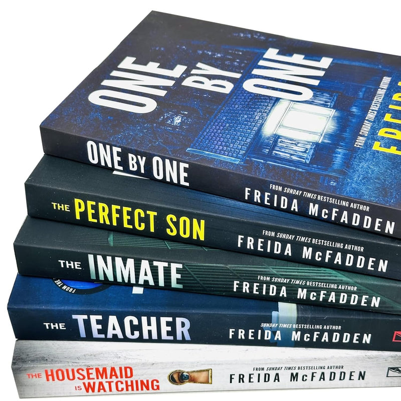 ["9789124334567", "adult fiction", "Adult Fiction (Top Authors)", "adult fiction book collection", "adult fiction books", "adult fiction collection", "crime thriller", "crime thriller books", "freida mcfadden", "freida mcfadden books", "freida mcfadden collection", "freida mcfadden series", "freida mcfadden set", "One by One", "psychological thrillers", "The Housemaid", "The Housemaid Is Watching", "the housemaid series", "The Housemaid's Secret", "The Inmate", "The Perfect Son", "The Teacher", "thriller", "Thriller / suspense", "thriller books", "thrillers", "thrillers books"]