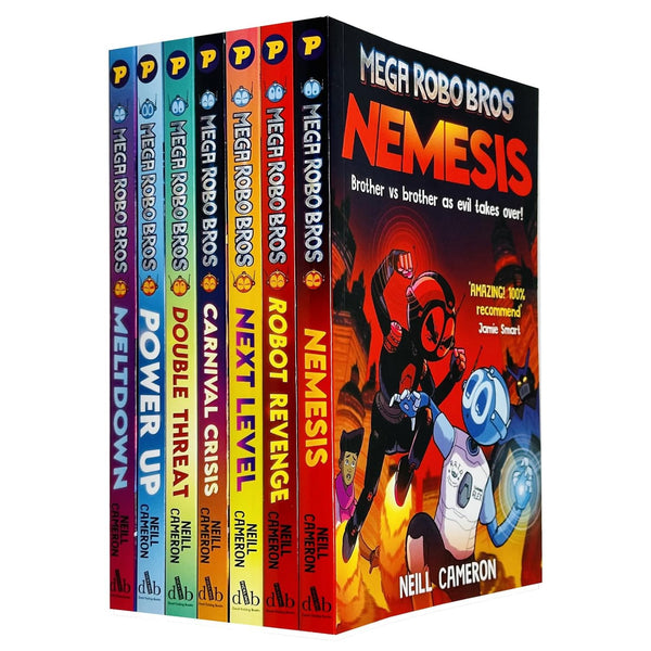 Mega Robo Bros Series Volume 1-7 Books Collection Set By Neill Cameron (Meltdown, Power Up, Double Threat, Carnival Crisis, Next Level, Robot Revenge & Nemesis)