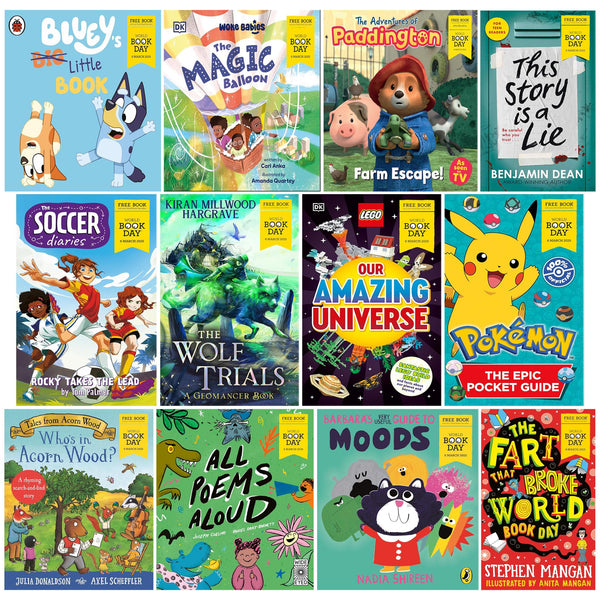 World Book Day 2025 Collection 12 Book Set (LEGO Our Amazing Universe, Pokemon The Epic Pocket Guide, Blueys Little Book, Adventures of Paddington, Tales from Acorn Wood and 7 More)