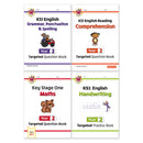 CGP KS1 Year 2 Workbook Bundle – Ages 6-7 (Grammar Punctuation and Spelling, Reading Comprehension, Handwriting, Maths)