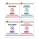 CGP KS2 Year 5 10-Minute Weekly Workout Bundle – Ages 9-10 (Maths, English, Arithmetic, Spelling and Vocabulary)