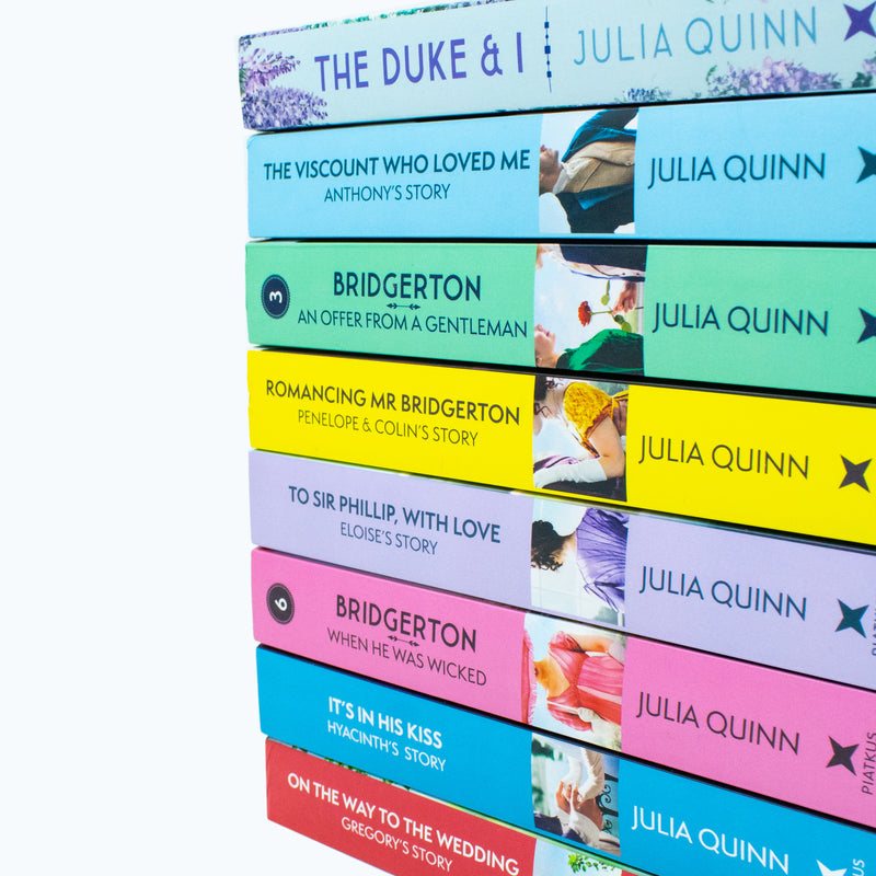 ["9780678457900", "an offer from a gentleman", "bridgerton cast", "bridgerton family series", "bridgerton netflix", "bridgerton series", "fiction books", "happily ever after", "historical fiction", "its in his kiss", "julia quinn", "julia quinn bestselling novels", "julia quinn book collection", "julia quinn book collection set", "julia quinn books", "julia quinn bridgerton", "julia quinn bridgerton series", "julia quinn collection", "julia quinn happily ever after", "julia quinn series", "netflix bridgerton", "netflix series bridgerton", "on the way to the wedding", "regency historical romance", "romancing mr bridgerton", "romantic comedy", "the bridgertons", "the bridgertons happily ever after", "the bridgertons netflix", "the duke and i", "the viscount who loved me", "to sir phillip with love", "when he was wicked"]