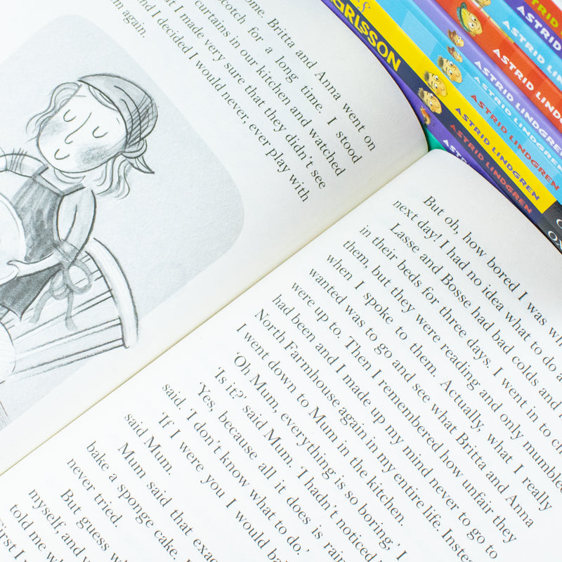 Astrid Lindgren Collection 14 Books Set (The Children of Noisy Village, Happy Times,Nothing but Fun, The World&amp;#x27;s Best Karlsson,Flies Again,on the Roof,Pippi Longstocking,Emil&amp;#x27;s Clever Pig &amp;amp; More)