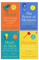 Chip & Dan Heath Collection 4 Books Set (Switch, Decisive, Made To Stick, The Power of Moments)