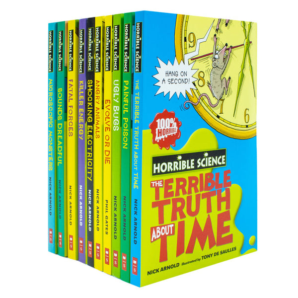 Horrible Science 10 Books Collection Set by Nick Arnold (The Terrible Truth, Painful Poison, Angry Animal, Evolve & Many More)
