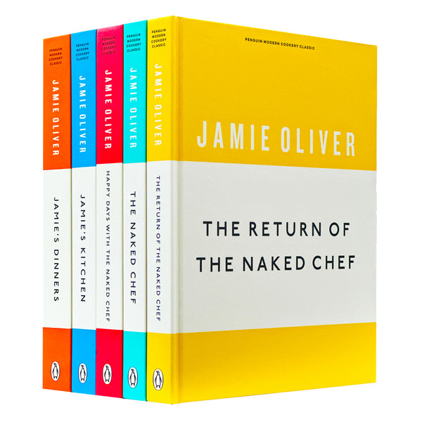 Jamie Oliver Anniversary Editions Hardback 5 Books Set (The Naked Chef, Return of the Naked Chef, Happy Days with the Naked Chef, Jamie Kitchen, Jamie's Dinners)