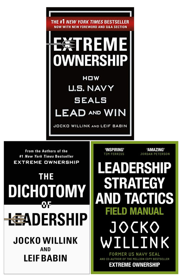 Jocko Willink 3 Books Collection Set (The Dichotomy of Leadership, Extreme Ownership, Leadership Strategy and Tactics)