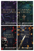 Queens and Monsters Series by J. T. Geissinger 4 Books Collection Set (Ruthless Creatures, Carnal Urges, Savage Hearts & Brutal Vows)