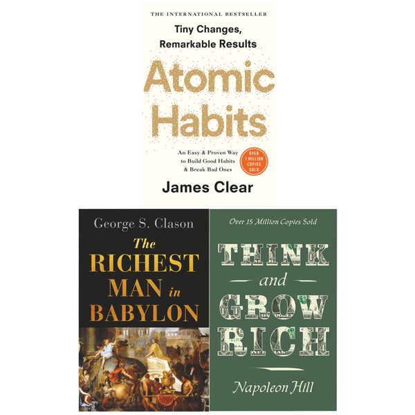 Atomic Habits, The Richest Man in Babylon, Think and Grow Rich 3 Books Collection Set
