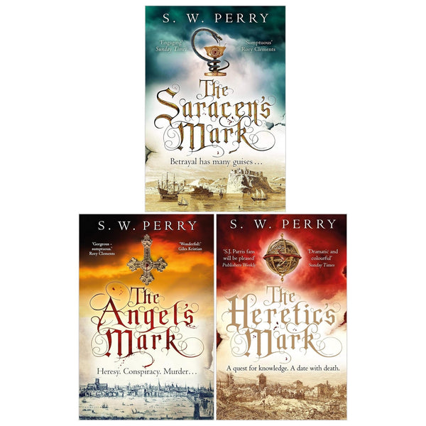 The Jackdaw Mysteries Series 3 Books Collection Set By S. W. Perry (The Angel's Mark, The Saracen's Mark, The Heretic's Mark)