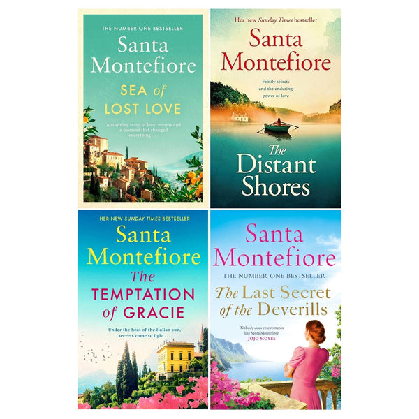 Santa Montefiore 4 Books Collection Set (The Distant Shores, Temptation of Gracie, Sea of Lost Love, Last Secret of the Deverills)
