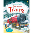 Usborne See Inside Series 4 Books Set (How Things Work, Trains, Weather and Climate, The Universe) (Usborne Flap Books)