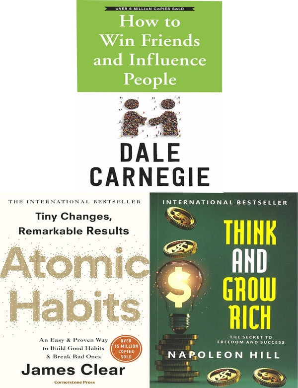 Atomic Habits, How to Win Friends and Influence People, Think and Grow Rich 3 Books Collection Set