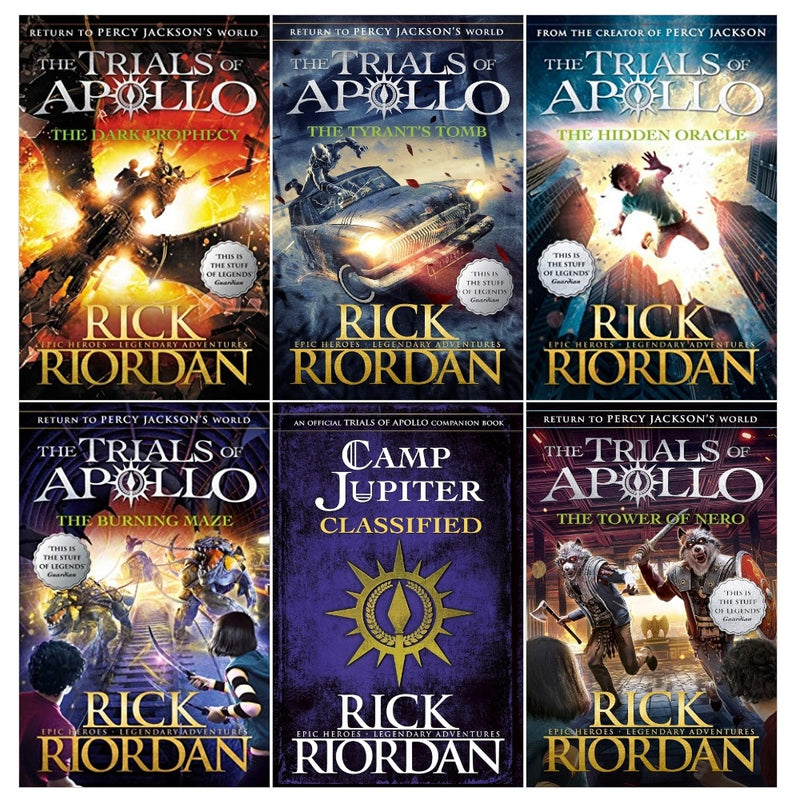 ["9780678468760", "Apollo", "Camp Jupiter Classified", "Childrens Collection", "Companion Book", "Rick Riordan", "Rick Riordan Book Collection", "Rick Riordan The Trials of Apollo Collection", "Rick Riordan The Trials of Apollo Series", "The Burning Maze", "The Dark Prophecy", "The Hidden Oracle", "The Tower of Nero", "The Tyrants Tomb", "The Tyrants Tomb Rick Riordan Book", "Trials of Apollo Book Collection Set", "Trials of Apollo Series", "Trials of Apollo Series Box Set", "young adults"]