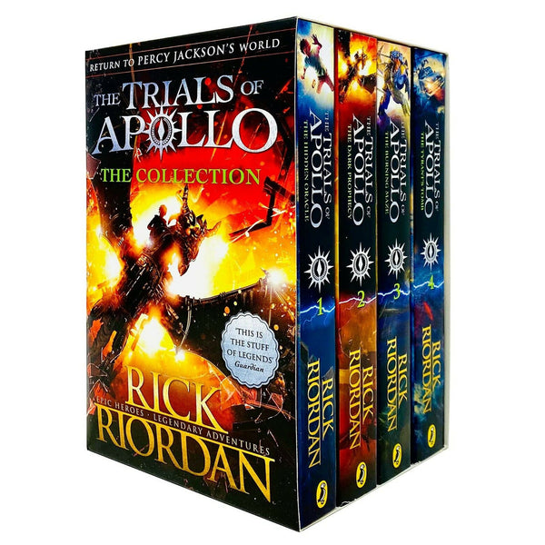 BOX MISSING - Rick Riordan Trials of Apollo Collection 4 Books  (Dark prophecy, Hidden Oracle, Burning Maze, The Tyrants Tomb)