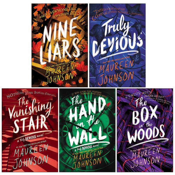 Truly Devious Series 5 Books Collection Set By Maureen Johnson (Nine Liars, Truly Devious, The Vanishing Stair, The Hand on the Wall, The Box in the Woods)