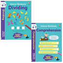 Usborne Workbooks 2 Books Collection Set Ages 6-7 (Comprehension, Dividing)