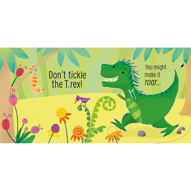 ["9781801313216", "babies and toddlers", "childrens books", "Don't tickle the T. rex", "patches with embedded sounds", "Sam Taplin", "sound books", "touchy patches makes sound", "touchy-feely", "Touchy-feely Books", "Usborne", "Usborne board books", "Usborne books"]