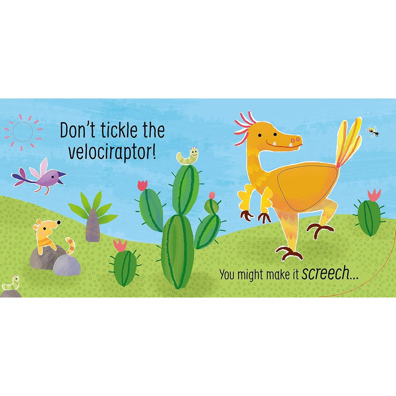 ["9781801313216", "babies and toddlers", "childrens books", "Don't tickle the T. rex", "patches with embedded sounds", "Sam Taplin", "sound books", "touchy patches makes sound", "touchy-feely", "Touchy-feely Books", "Usborne", "Usborne board books", "Usborne books"]
