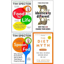 Tim Spector Collection 4 Books Set (Food for Life, Identically Different, Spoon-Fed, The Diet Myth)