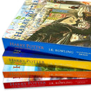 Harry Potter Illustrated 4 Books Set PAPERBACK (Harry Potter and The Chamber of Secrets, The Philosophers Stone, The Prisoner of Azkaban, Goblet of Fire)