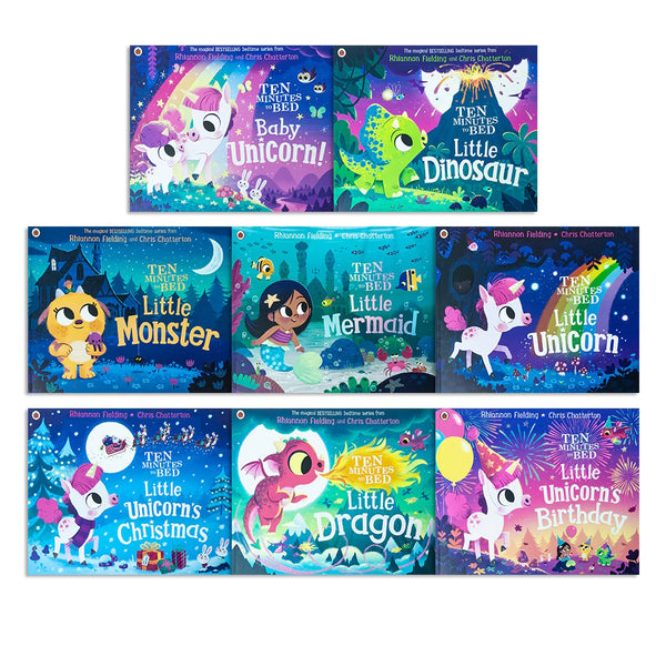 Ten Minutes to Bed Series By Rhiannon Fielding 8 Books Collection Set (Little Unicorn, Monster, Mermaid, Unicorn's Christmas, Dinosaur, Unicorn's Birthday, Dragon & Baby Unicorn)