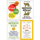 Tim Spector Collection 4 Books Set (Food for Life, Identically Different, Spoon-Fed, The Diet Myth)