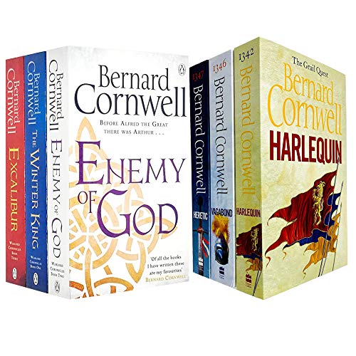 Warlord Chronicles Series & The Grail Quest Series 6 Books Collection Set By Bernard Cornwell (Enemy of God, Excalibur, The Winter King, Harlequin, Vagabond, Heretic)