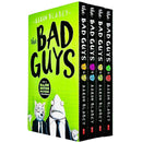 The Bad Guys Episodes 1-8 Collection 4 Books Set by Aaron Blabey (Bad Guys/Mission Unpluckable, Furball Strikes Back/Attack of the Zittens, Intergalactic Gas/Alien, Do-You-Think-He-Saur-Us/Superbad)