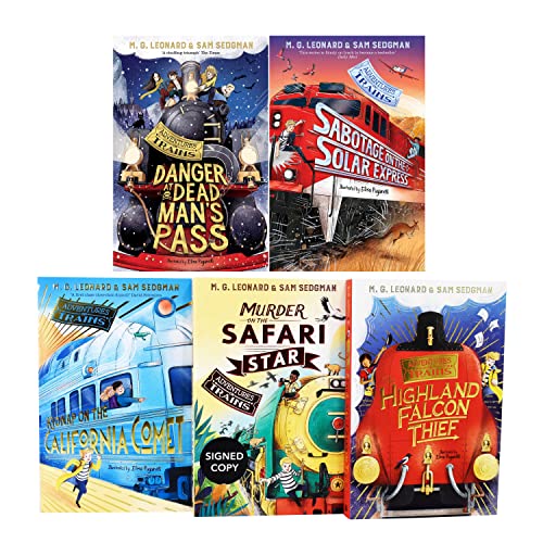 Adventures on Trains Series 5 Books Collection Set (The Highland Falcon Thief, Kidnap on the California Comet, Murder on the Safari Star, Danger at Dead Man&#39;s Pass &amp; Sabotage on the Solar Express)