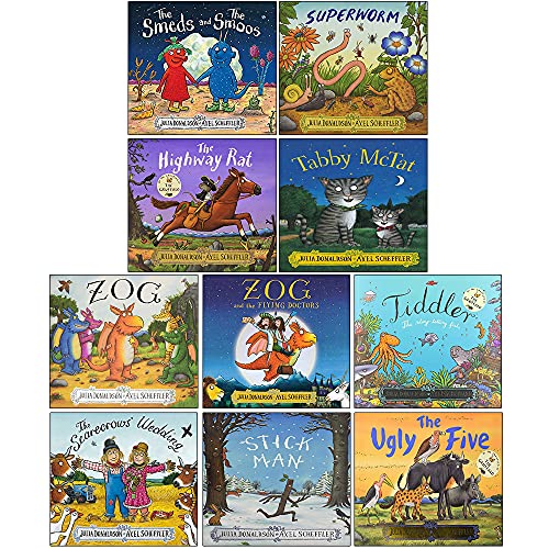 Julia Donaldson Collection 10 Books Set (Zog and the Flying Doctors, Tiddler, The Scarecrows' Wedding, Stick Man, The Ugly Five, The Smeds and the Smoos, Superworm, The Highway Rat, Tabby Mctat, Zog)