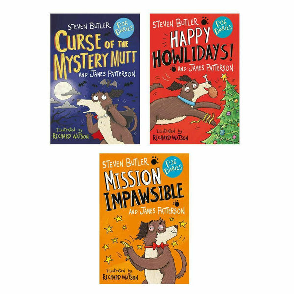 James Patterson Dog Diaries 3 Books Collection Set Happy Howlidays, Mission Impawsible, Curse of the Mystery Mutt