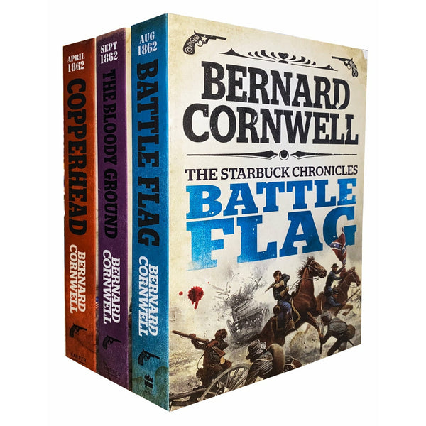 Bernard Cornwell Starbuck Chronicles Series 3 Books Collection Set - Copperhead, Bloody Ground, Battle Flag